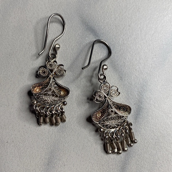 Filigree earrings with fringe sterling silver 925 - Picture 5 of 6